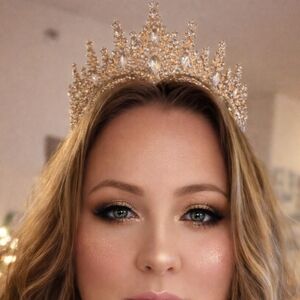 Elegant Gold Tiara With Crystal Embellishments